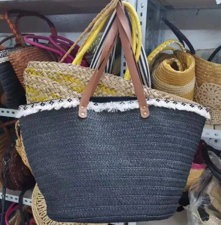 Crni papir tkana vreća za plažu s čipkom