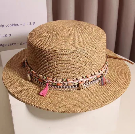 Boho Chic smeđi slamnati ženski šešir