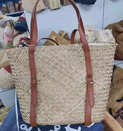 Duga PU ruči slamnu šik torbu