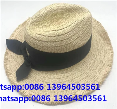 Crni Fedora slamnati šešir s mašnom i mašnom